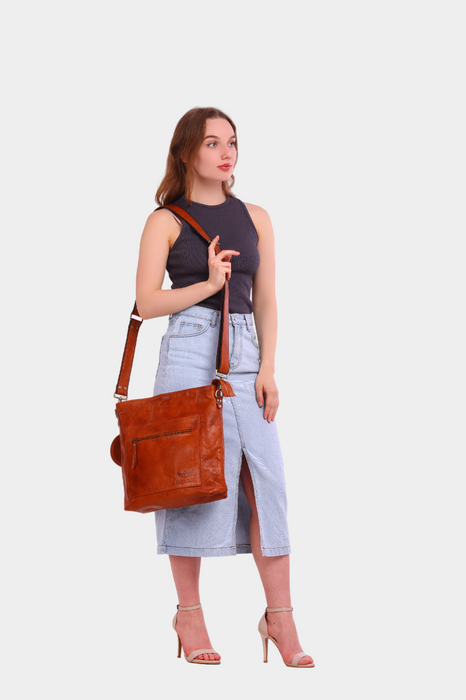 Himarku Leather Sling Cum Crossbody Laptop Bag