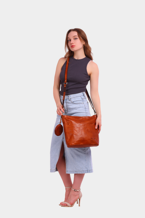 Ichikava Leather Sling Cum Crossbody Laptop Bag