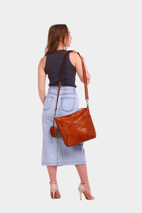 Ichikava Leather Sling Cum Crossbody Laptop Bag