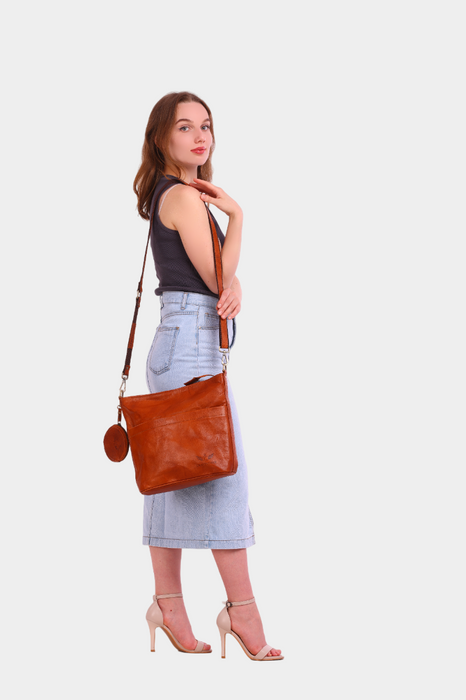 Ichikava Leather Sling Cum Crossbody Laptop Bag