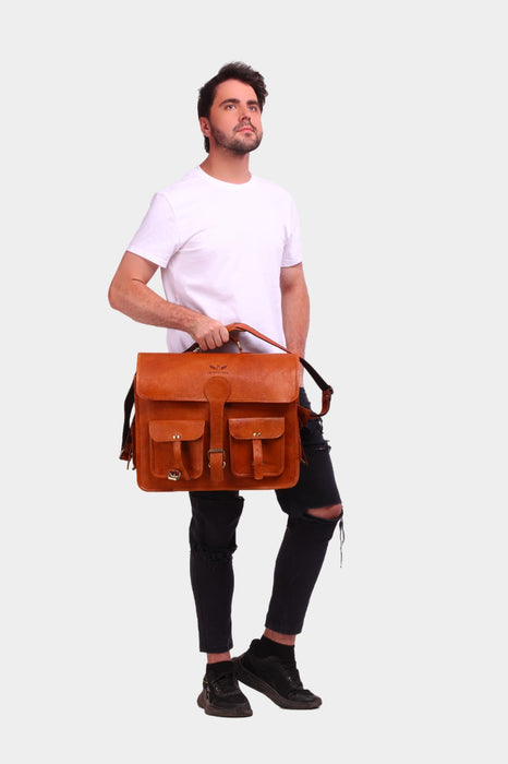 Robby Vintage Leather Briefcase Cum Laptop Messenger Bag