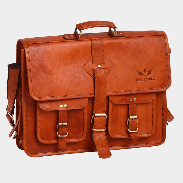 Reggie Vintage Leather Briefcase Cum Laptop Messenger Bag