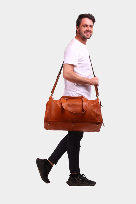 Reconno Vintage Leather Duffle Cum Cinch Bag