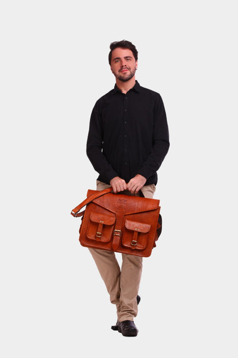 Payton Vintage Leather Briefcase Cum Laptop Messenger Bag