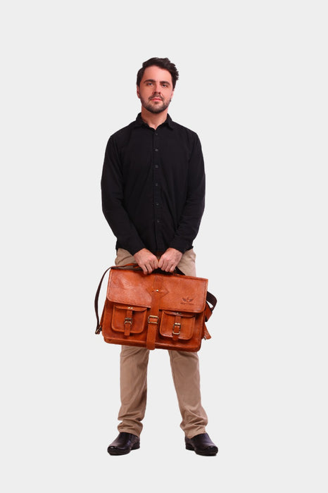 Reggie Vintage Leather Briefcase Cum Laptop Messenger Bag