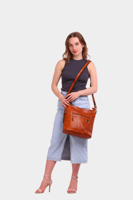 Ichikovor Leather Sling Cum Crossbody Laptop Bag